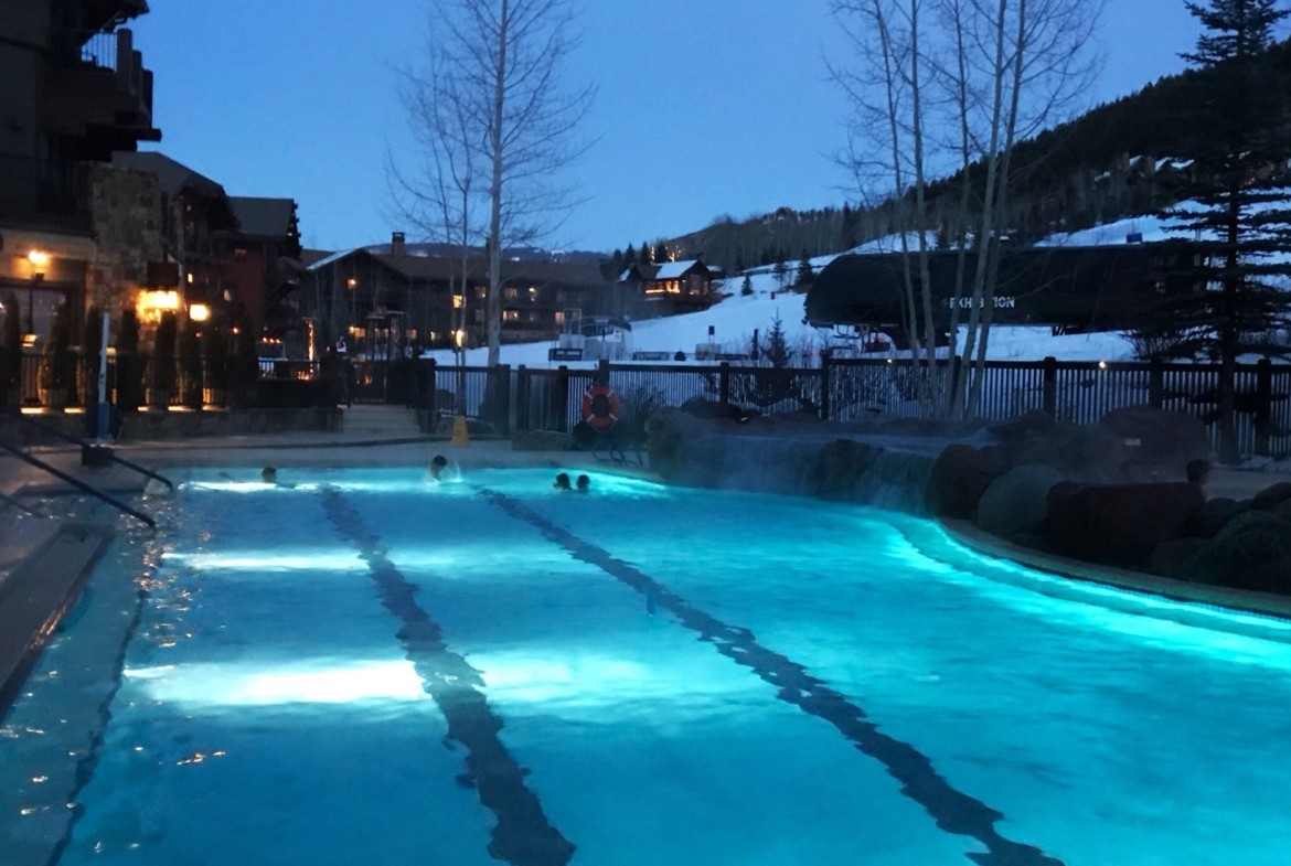 Ritz-Carlton Club Aspen Highlands Pool Area at Night