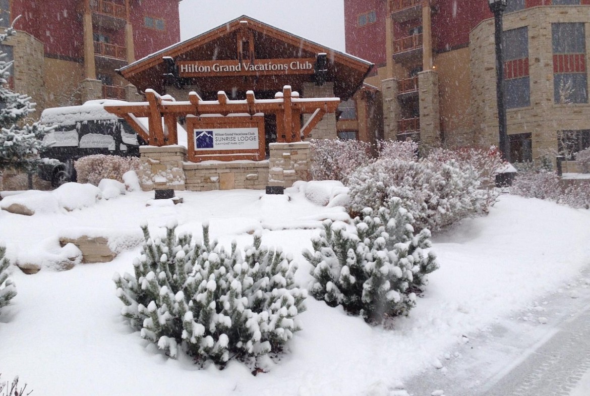 Sunrise Lodge exterior winter