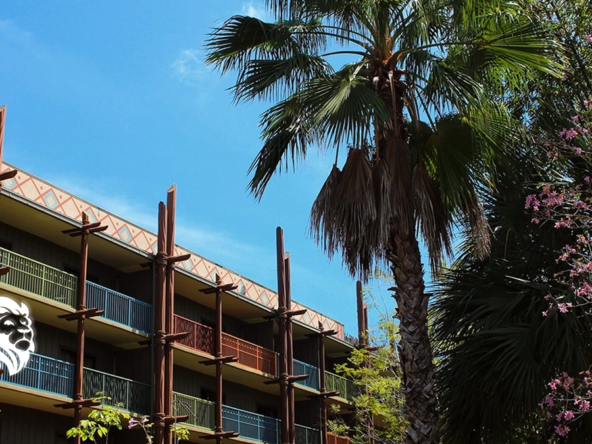 Kidani Village resort exterior with palm trees, representing premium animal kingdom lodge DVC resale value.